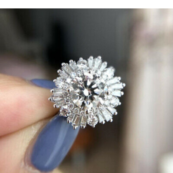 New  large cz cluster sterling silver ring - Picture 5 of 12